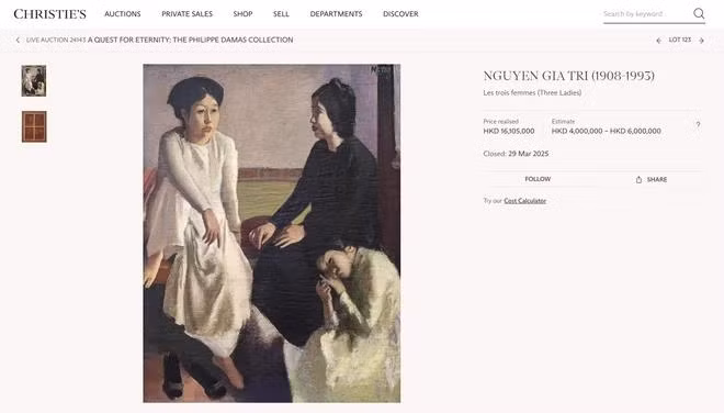 La pintura del artista vietnamita Nguyen Gia Tri en la web de Christie's (Foto: captura de pantalla)