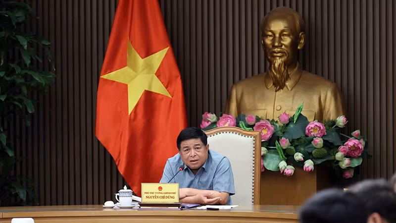 El viceprimer ministro Nguyen Chi Dung habla en la reunión (Foto: VNA) 