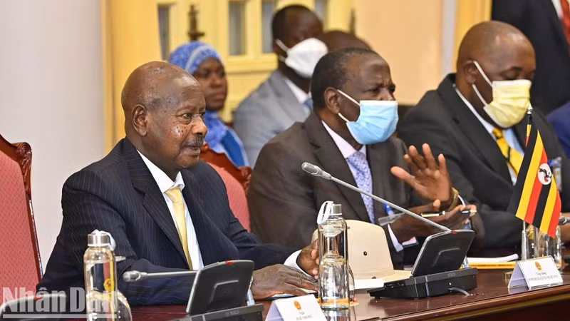 Presidente ugandés en el encuentro.