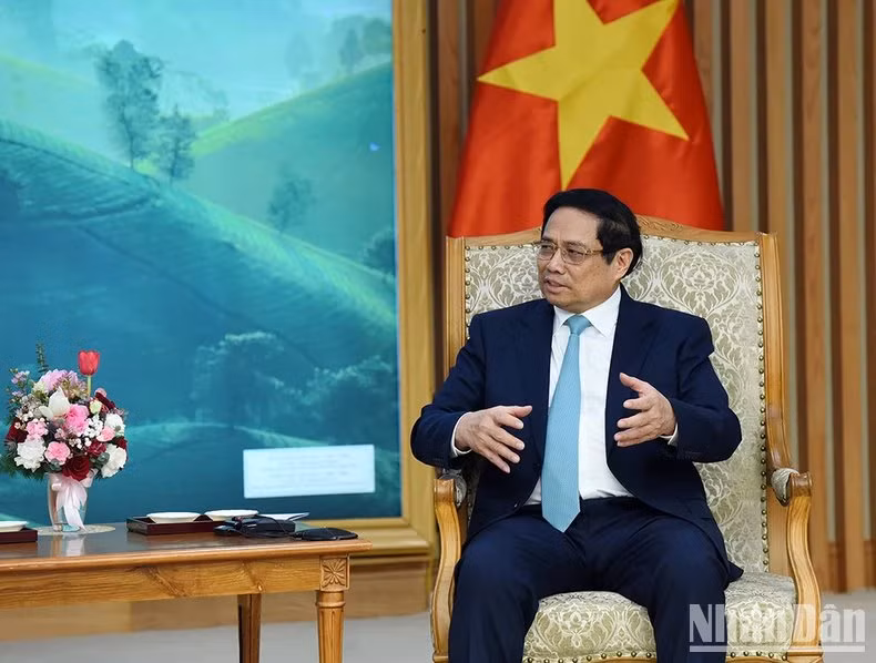 El primer ministro Pham Minh Chinh habla en la cita. El primer ministro Pham Minh Chinh habla en la cita.