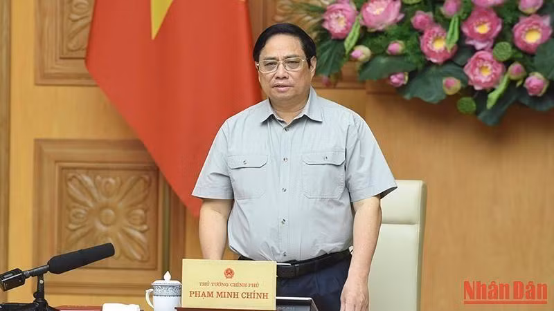 El primer ministro de Vietnam, Pham Minh Chinh, habla en el evento. (Fotografía: Nhan Dan)