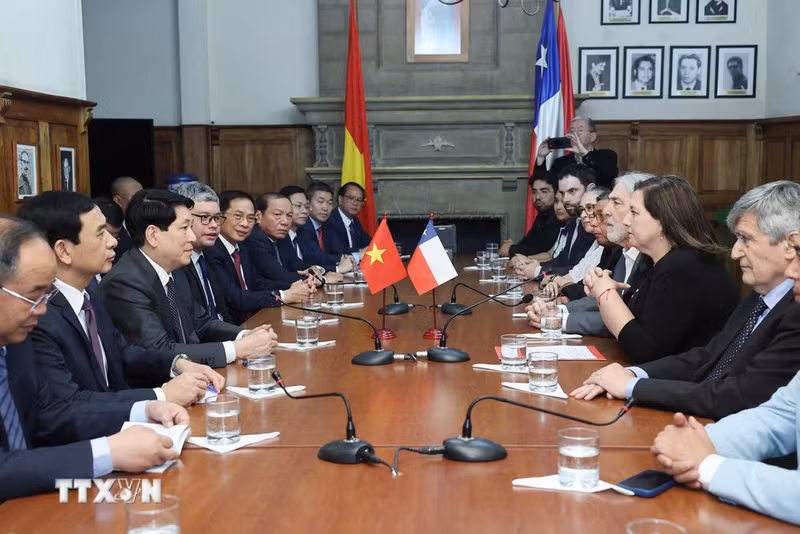 El presidente Luong Cuong habla en el encuentro. (Foto: VNA)
