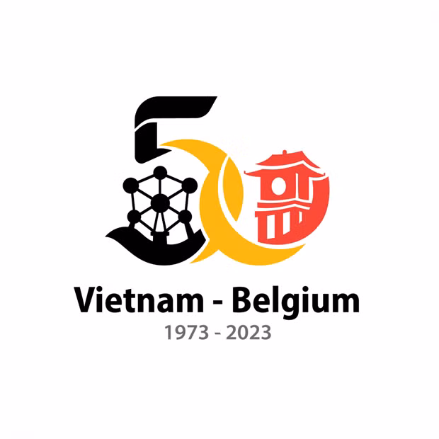 Logotipo oficial para conmemorar el 50 aniversario del establecimiento las relaciones diplomáticas entre Vietnam y Bélgica. (Foto: baoquocte.vn)
