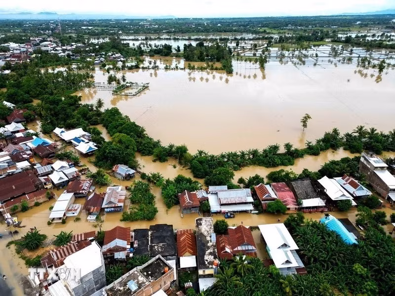 Inundaciones dejan saldo de al menos a 28 muertes en Indonesia. (Foto: Xinhua/VNA)