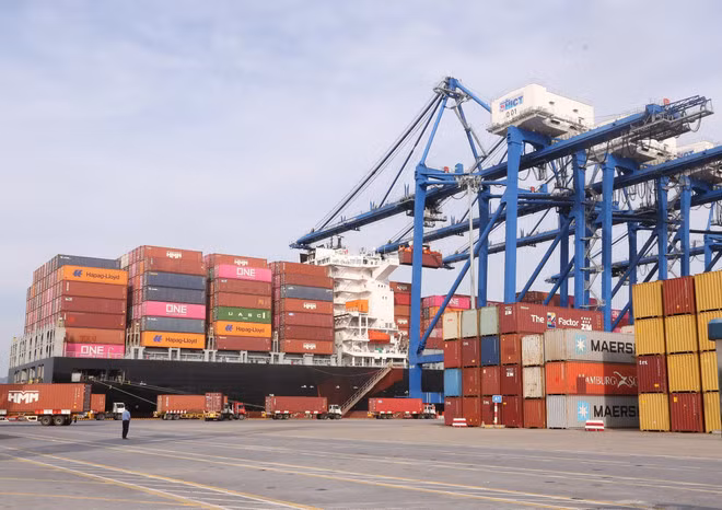 En la Terminal internacional de Contenedores de Tan Cang-Hai Phong. (Foto: VNA) En la Terminal internacional de Contenedores de Tan Cang-Hai Phong. (Foto: VNA)