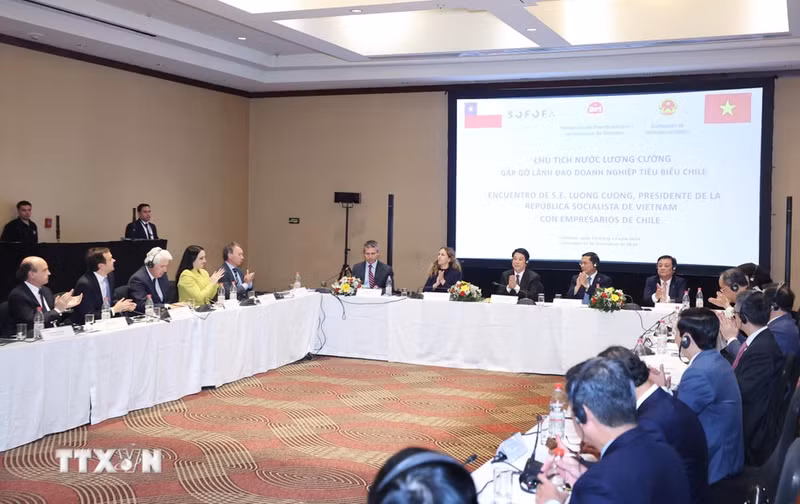 El presidente de Vietnam, Luong Cuong, se reúne con líderes de las mayores empresas chilenas.