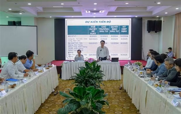 La reunión sobre los proyectos de adaptación al cambio climático en el Delta del Mekong (Foto: VNA)