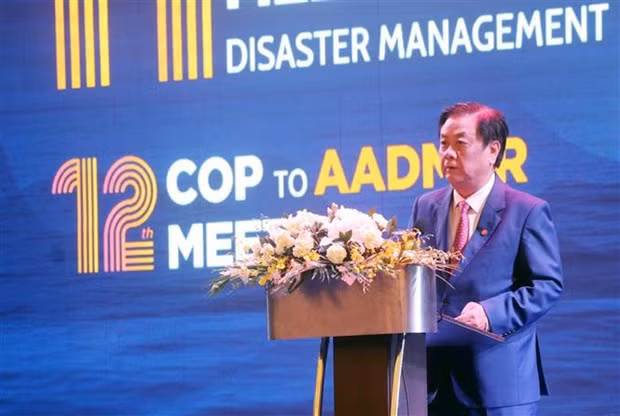 El ministro vietnamita de Agricultura y Desarrollo Rural, Le Minh Hoan, interviene en el evento. (Foto: VNA)