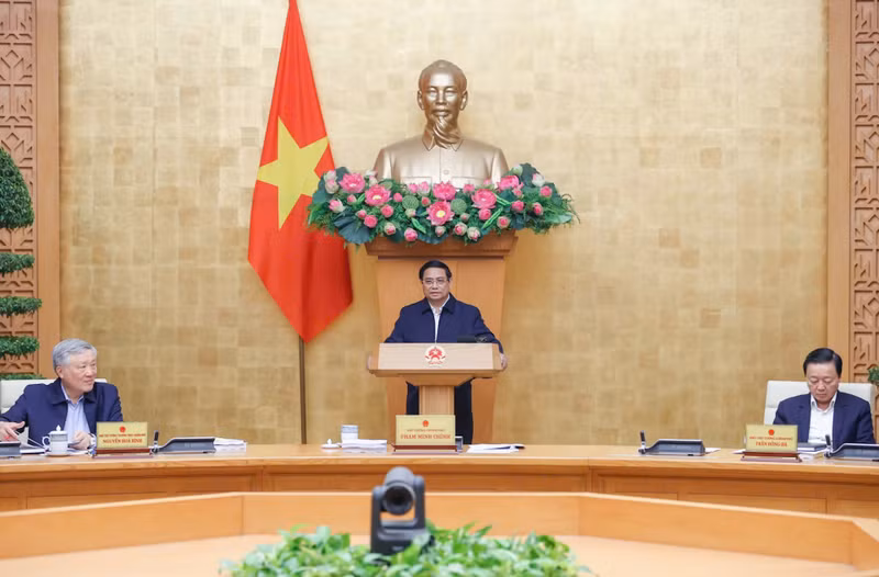 El primer ministro vietnamita, Pham Minh Chinh, habla en la cita (Foto: Nhan Dan)