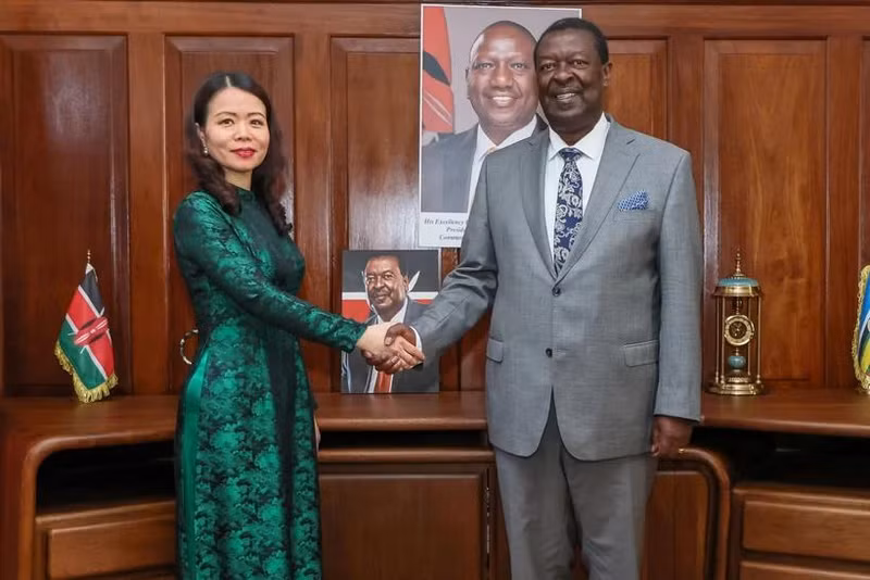 La vicecanciller vietnamita Nguyen Minh Hang y el premier y ministro de Relaciones Exteriores y de la Diáspora de Kenia, Musalia Mudavadi (Foto: VNA)
