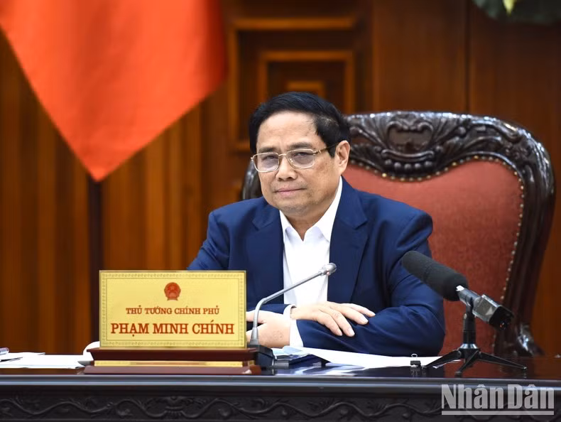 El primer ministro de Vietnam, Pham Minh Chinh, habla en la cita.