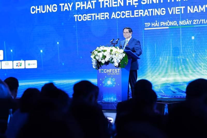 El primer ministro de Vietnam, Pham Minh Chinh, interviene en la cita (Foto: VNA)
