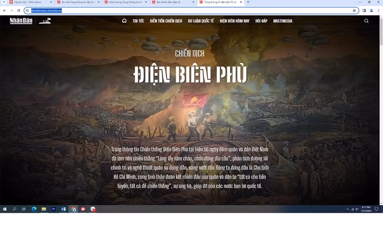 La página de la victoria de Dien Bien Phu en idioma vietnamita