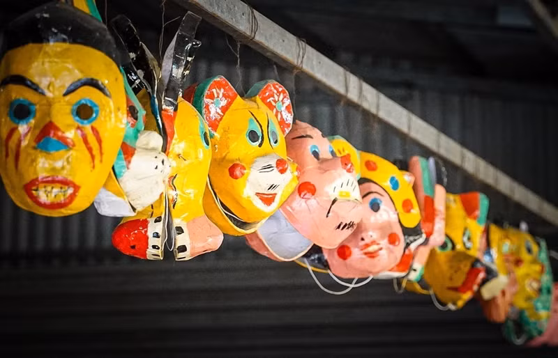 Las máscaras de papel maché, uno de los juguetes tradicionales del Festival del Medio Otoño (Foto: VNA)