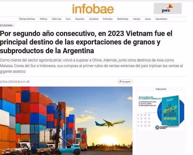 Vietnam fue el principal destino de las exportaciones de granos y subproductos de la Argentina (Foto: Captura de pantalla)