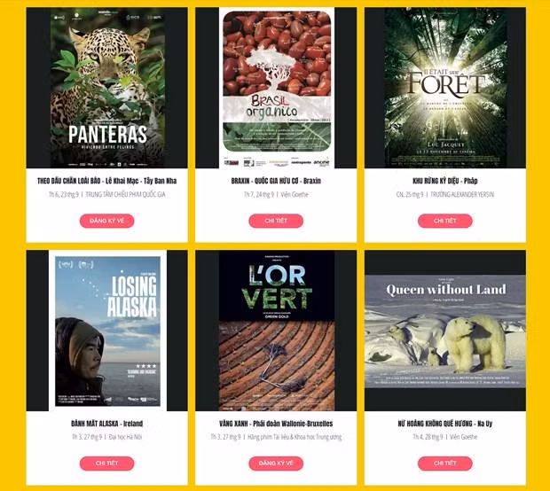 Carteles sobre algunas películas en el evento. (Captura de pantalla) 