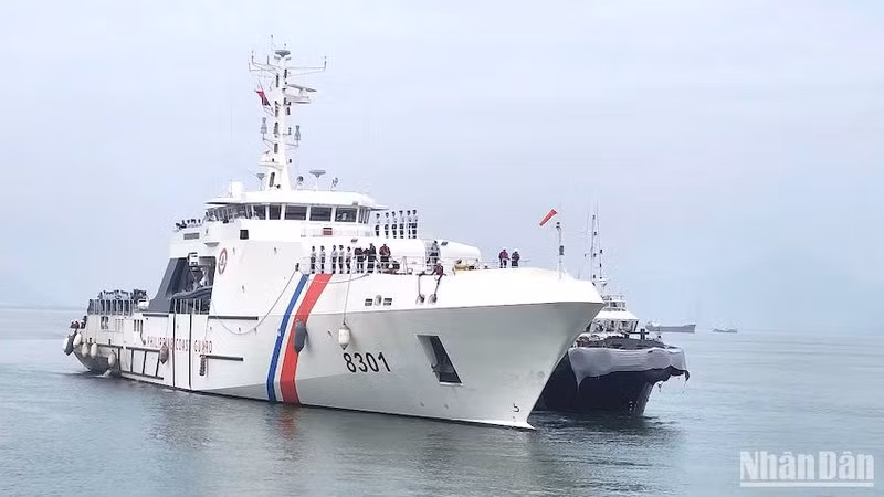 El barco BRP Gabriela Silang de la Guardia Costera de Filipinas arriba al puerto de Tien Sa, en Da Nang, el 14 de abril. (Fotografía: Nhan Dan)