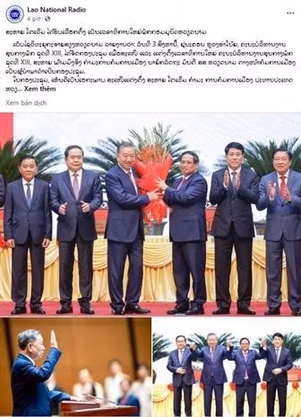 La Radio Nacional de Laos informa sobre la asunción de To Lam al cargo del secretario general del PCV. (Fotografía: VNA)