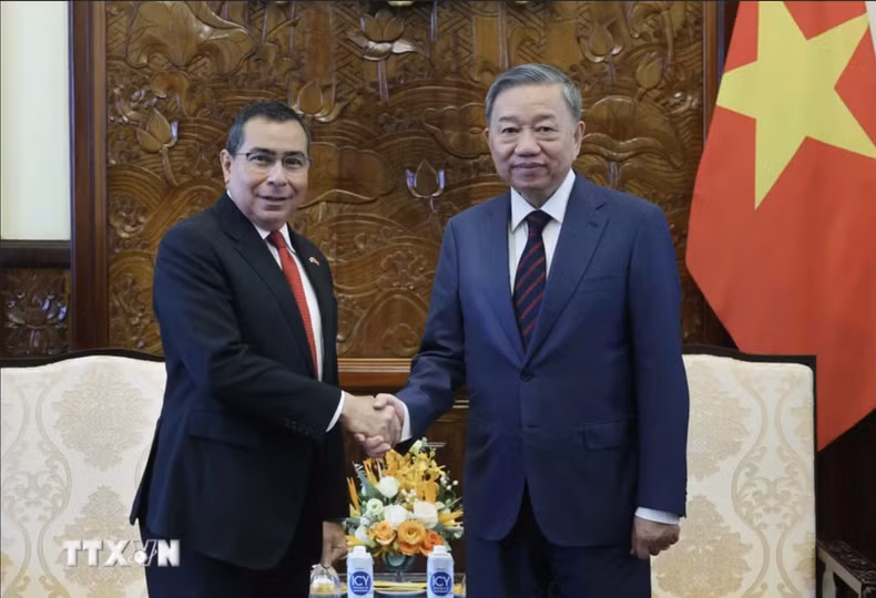 El dirigente vietnamita recibe al embajador de Panamá en el país, Eligio Salas III.