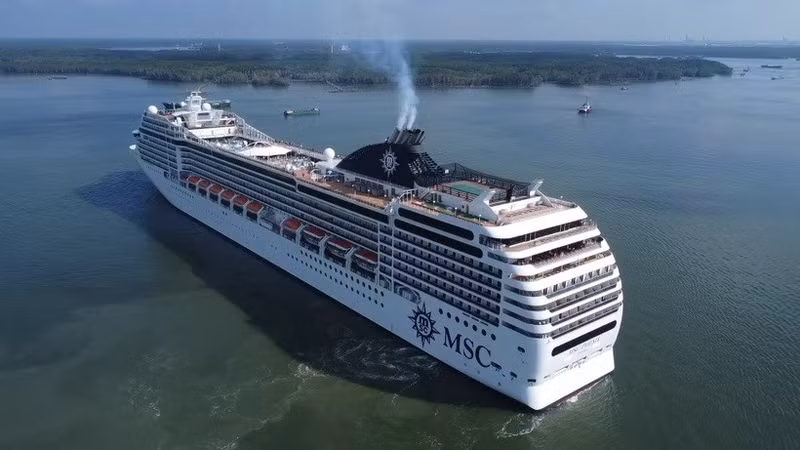 Un crucero entra al clúster portuario Cai Mep-Thi Vai, en Ba Ria-Vung Tau. (Fotografía: VNA)
