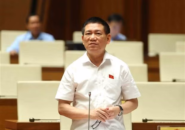 El ministro de Finanzas de Vietnam, Ho Duc Phoc, habla en el evento. (Fotografía: VNA)