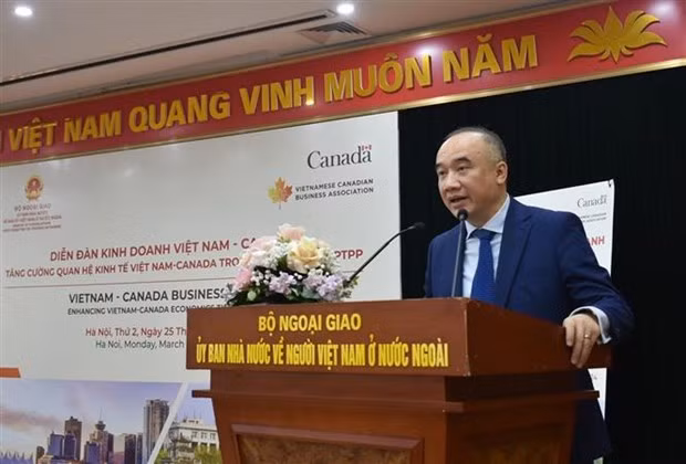 Nguyen Manh Dong, vicepresidente del Comité Estatal para los Vietnamitas en el extranjero, en el foro. (Fotografía: VNA)