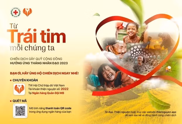 La Cruz Roja de Vietnam lanza una campaña de recaudación de fondos en la comunidad para ayudar a las personas desfavorecidas con motivo del Mes Humanitario 2023. (Fotografía: Nhan Dan)