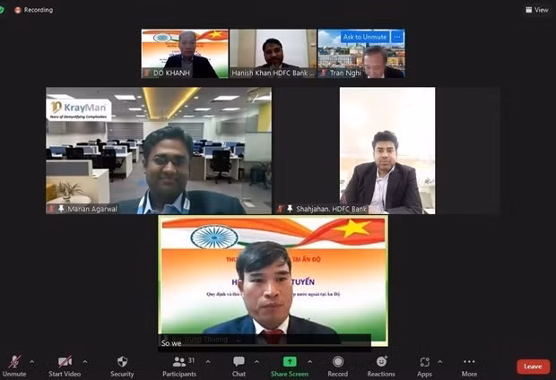 Delegados en el webinario. (Fotografía: VNA)
