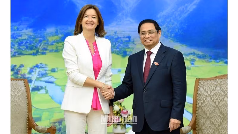 El premier vietnamita recibe a la dirigente eslovena.