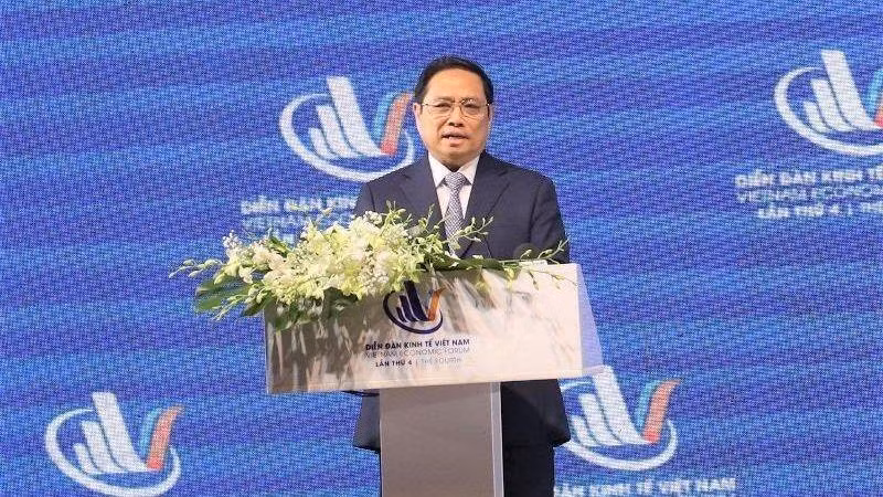El primer ministro de Vietnam, Pham Minh Chinh, interviene en la IV edición del Foro. (Fotografía: Nhan Dan)