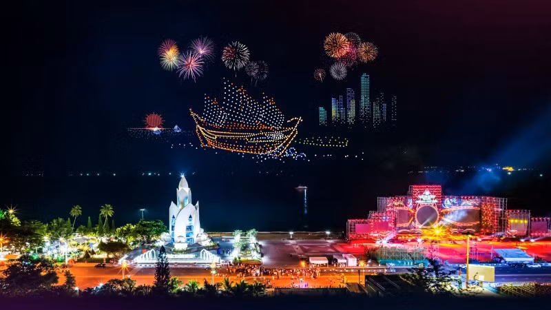 Khanh Hoa alberga el primer festival de luces con drones en Vietnam. (Fotografía: Comité organizador del festival)