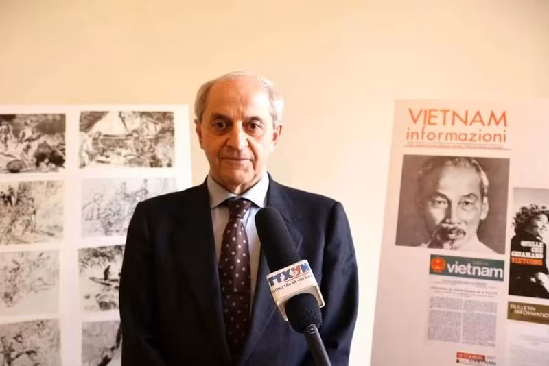 El secretario general del Partido Comunista Italiano, Mauro Alboresi, en la entrevista. (Fotografía: VNA)