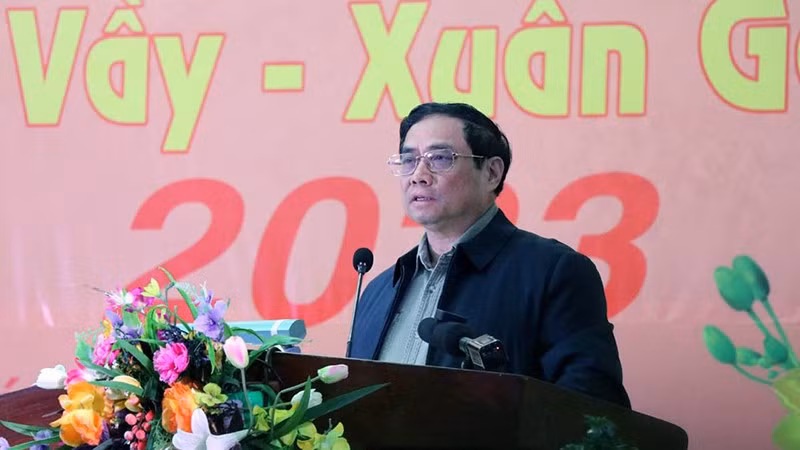 El primer ministro de Vietnam, Pham Minh Chinh, interviene en la cita. (Fotografía: Nhan Dan)