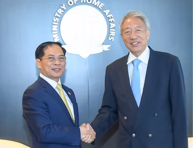El canciller Bui Thanh Son (izquierda) y el ministro coordinador para Seguridad Nacional de Singapur, Teo Chee Hean. (Fotografía: Ministerio de Relaciones Exteriores de Vietnam) El canciller Bui Thanh Son (izquierda) y el ministro coordinador para Seguridad Nacional de Singapur, Teo Chee Hean. (Fotografía: Ministerio de Relaciones Exteriores de Vietnam)