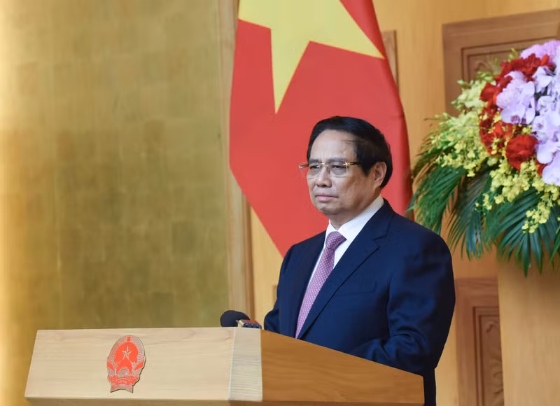 El primer ministro de Vietnam, Pham Minh Chinh, interviene en la sesión. (Fotografía: Nhan Dan)