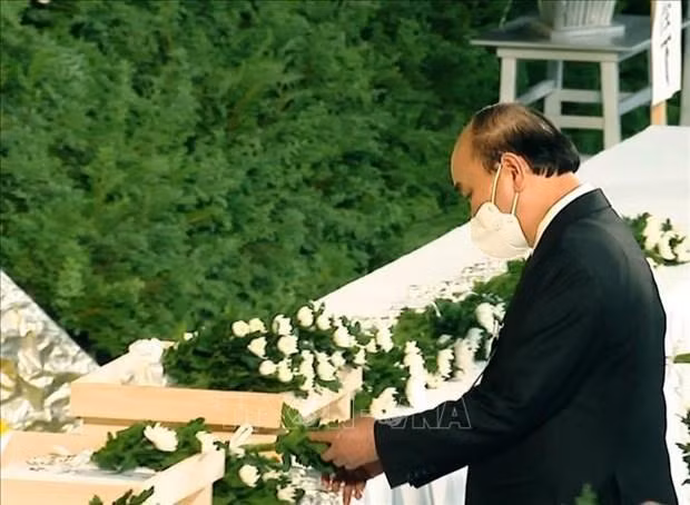 El presidente Nguyen Xuan Phuc en el funeral de Estado del ex primer ministro Abe Shinzo. (Fotografía: VNA)