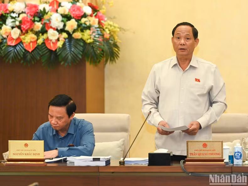 El vicepresidente de la ANV Tran Quang Phuong dirige la recopilación de opiniones referentes al proyecto de Ley sobre Geología y Minerales.
