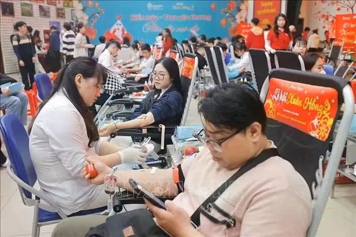 Una de las actividades de donación de sangre en el marco del festival. (Fotografía: VNA)