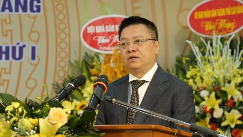 El compañero Le Quoc Minh interviene en el acto. (Fotografía: Nhan Dan)