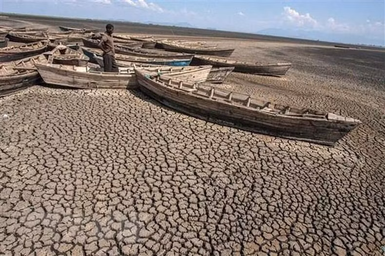 Sequedad en el lago Chilwa, en el Distrito de Zomba, en el sur de Malaui, el 19 de octubre de 2018. (Fotografía: AFP/VNA)
