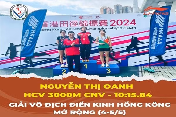 La atleta Nguyen Thi Oanh se llevó un oro en la prueba femenina de 3.000 metros con obstáculos en un tiempo de 10 minutos y 15,84 segundos. (Fotografía: Internet)