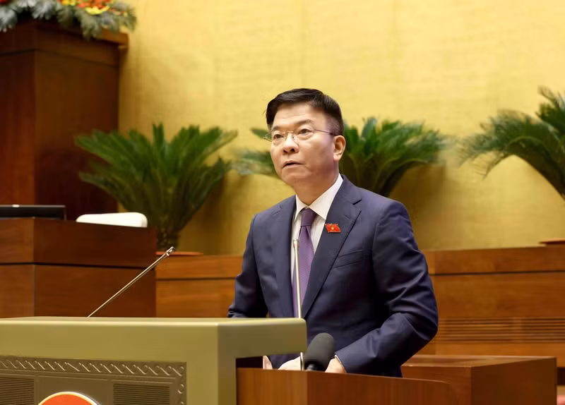El vicepremier Le Thanh Long interviene en la sesión. (Fotografía: VNA)