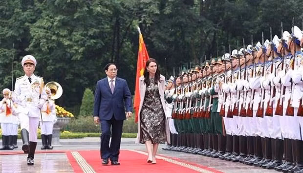 En la ceremonia de bienvenida. (Fotografía: VNA)