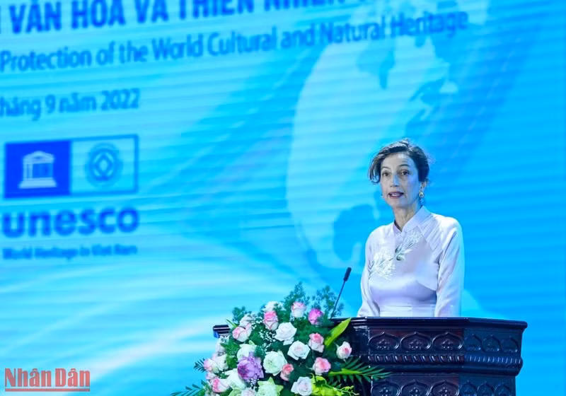 La directora general de la Unesco, Audrey Azoulay, da sus palabras. La directora general de la Unesco, Audrey Azoulay, da sus palabras.