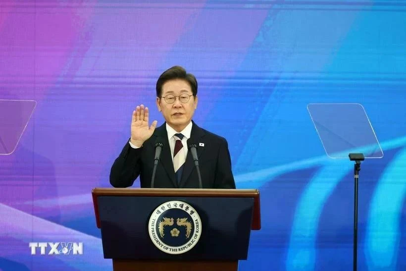Lee Jae Myung presta juramento como presidente de Corea del Sur el 4 de junio de 2025. (Foto: Xinhua/VNA)