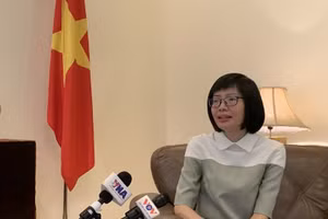 La embajadora Ton Thi Ngoc Huong, jefa permanente de Vietnam ante la Asean en la entrevista. (Foto: VNA)