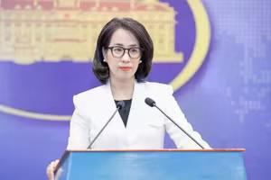 La portavoz del Ministerio de Relaciones Exteriores, Pham Thu Hang. (Foto: VTV)