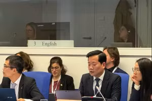 Nguyen Hoang Linh, director del Departamento de Seguridad Nuclear y Radiológica de Vietnam, interviene en la cita. (Foto: VNA)