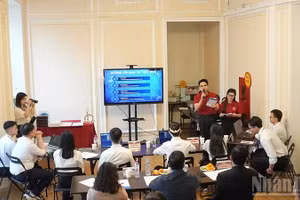 En la final del concurso ‘Camino a la cima del conocimiento’, con el tema “Juventud vietnamita: temple vietnamita, integración en Rusia y proyección global”. (Foto: Nhan Dan)