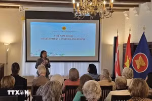 La embajadora de Vietnam en Dinamarca, Nguyen Le Thanh, interviene en la cita (Foto: VNA)